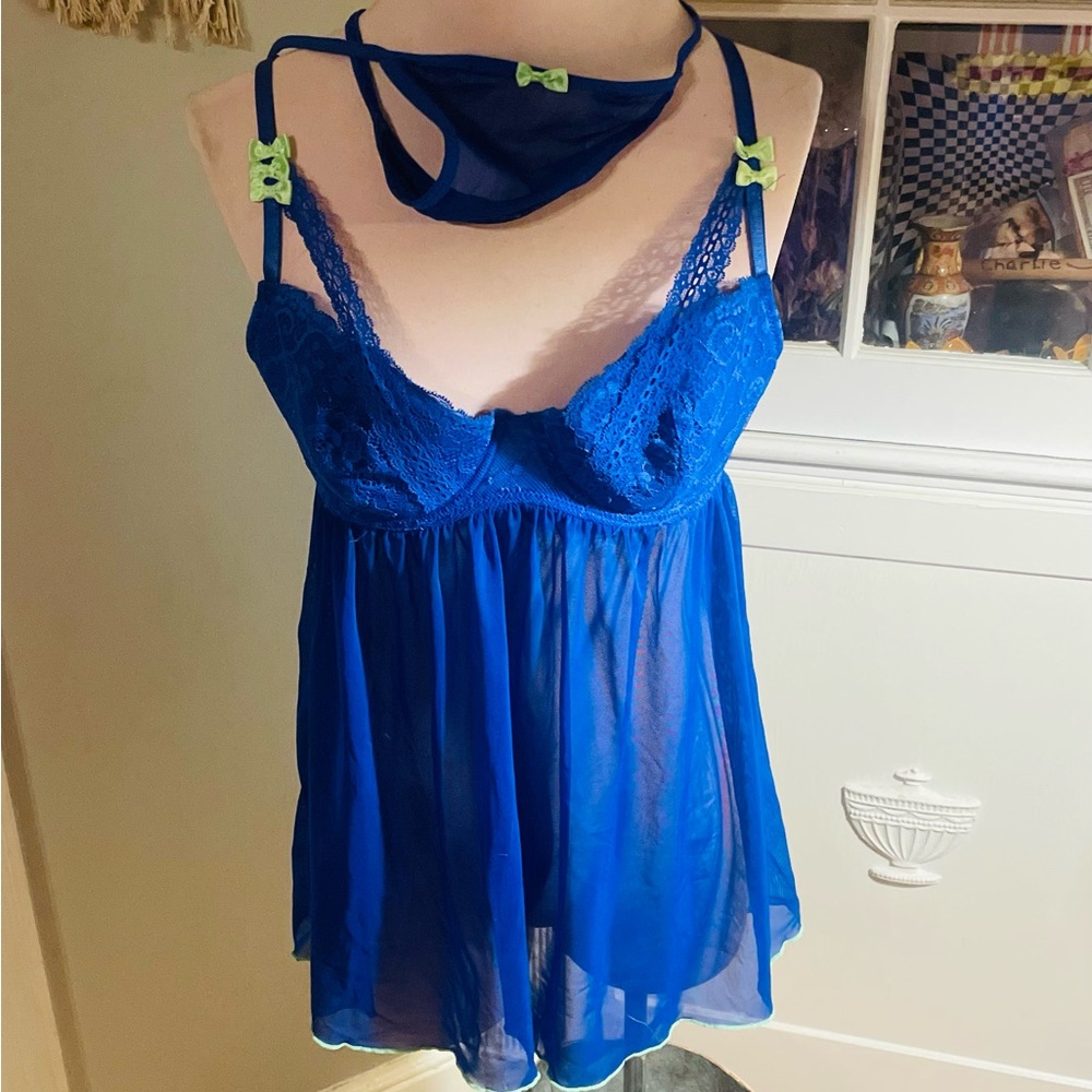 Dollhouse Royal Blue Lace lingerie 2pc Set